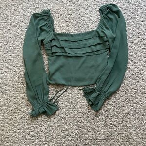 Abercrombie & Fitch Forest Green Ruffled Blouse